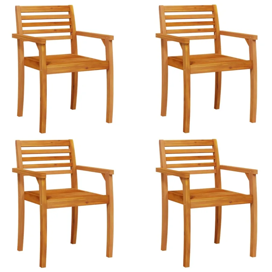 Chaises de jardin lot de 4 59x55x85 bois massif d'acacia - 2