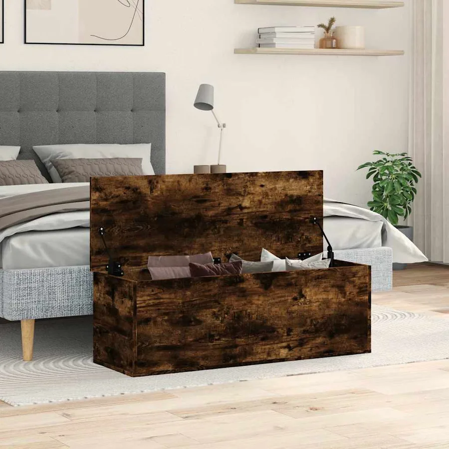 Boîte de rangement chêne fumé 102x35x35 cm bois d'ingénierie - 3