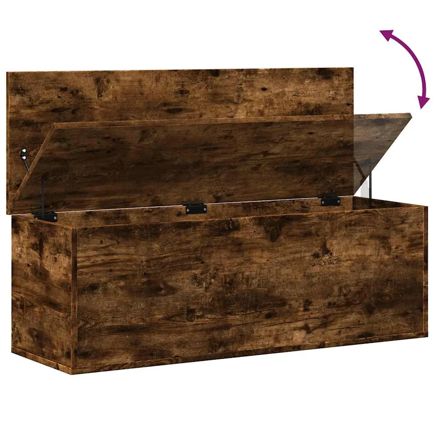 Boîte de rangement chêne fumé 102x35x35 cm bois d'ingénierie - 8