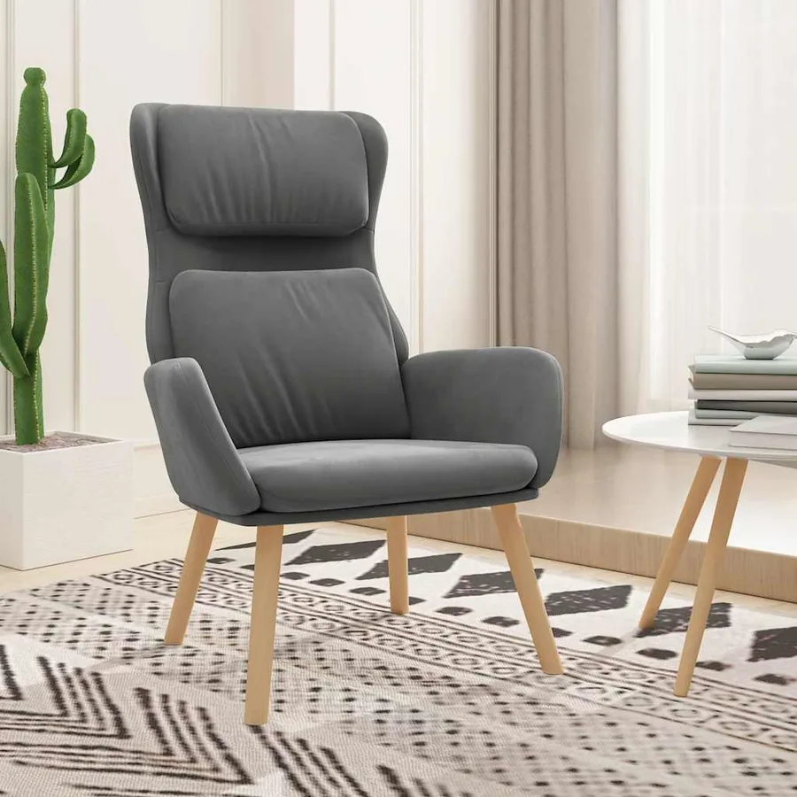 Chaise de relaxation Gris foncé Velours