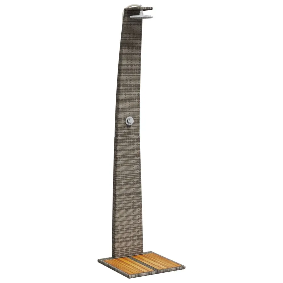 Douche d'extérieur gris 55x60x224 cm résine tressée bois acacia - 2