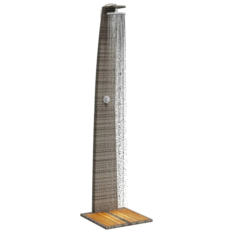 Douche d'extérieur gris 55x60x224 cm résine tressée bois acacia - 4