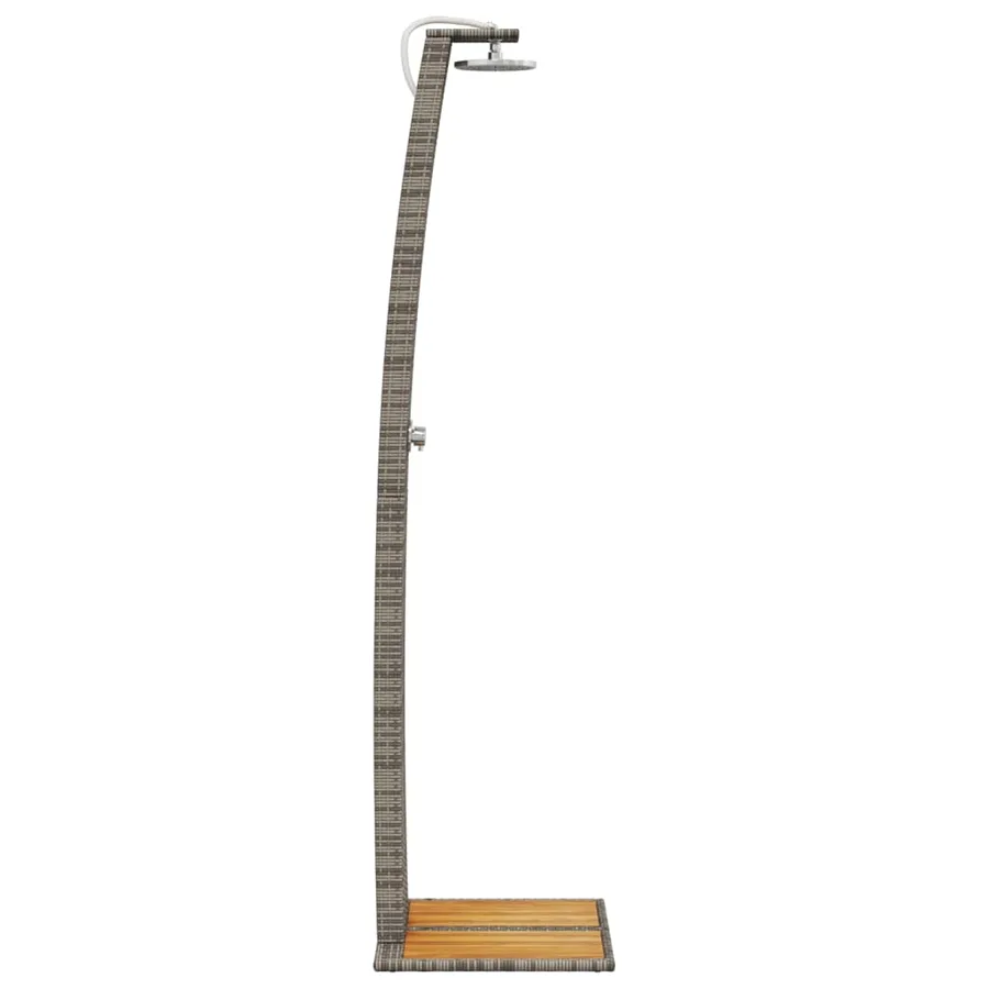 Douche d'extérieur gris 55x60x224 cm résine tressée bois acacia - 6