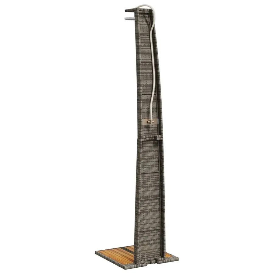 Douche d'extérieur gris 55x60x224 cm résine tressée bois acacia - 7