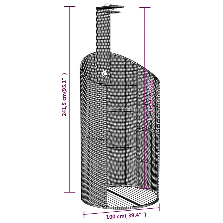 Douche d'extérieur noir 100x100x241,5 cm poly rotin bois acacia - 11
