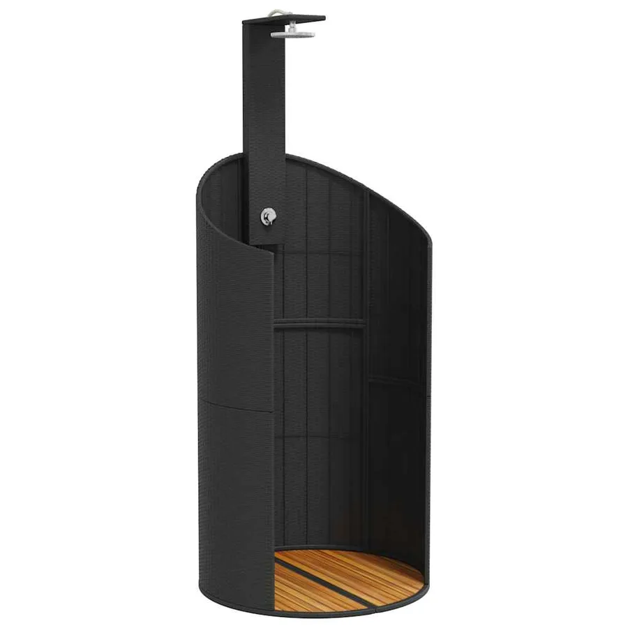 Douche d'extérieur noir 100x100x241,5 cm poly rotin bois acacia - 2