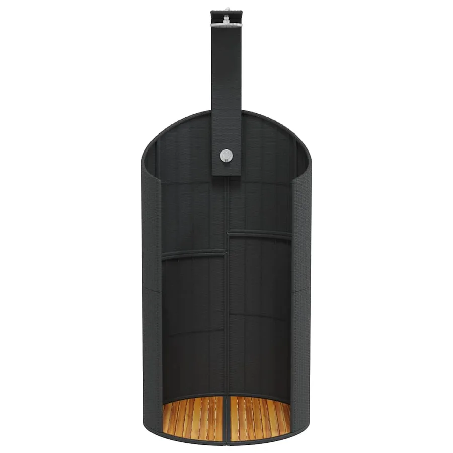 Douche d'extérieur noir 100x100x241,5 cm poly rotin bois acacia - 5