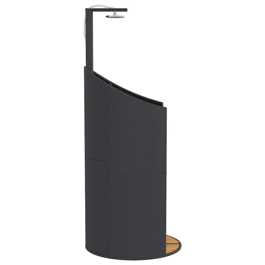 Douche d'extérieur noir 100x100x241,5 cm poly rotin bois acacia - 6