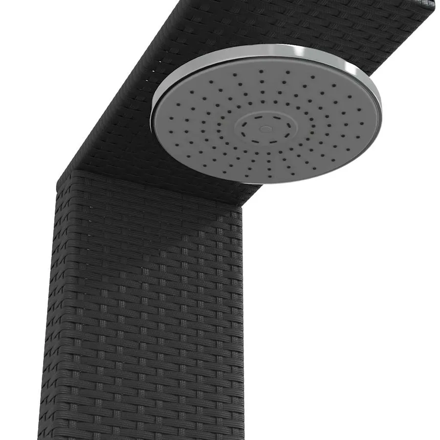 Douche d'extérieur noir 100x100x241,5 cm poly rotin bois acacia - 9