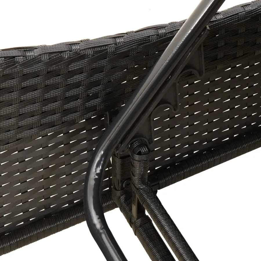 Chaise longue avec coussin noir 60x205x73 cm résine tressée - 8