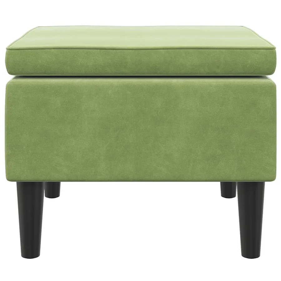 Tabouret avec pieds en bois Vert clair Velours - 3