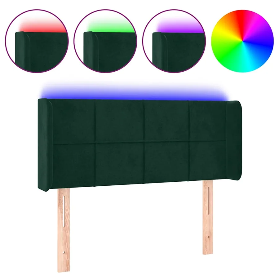 Tête de lit à LED Vert foncé 93x16x78/88 cm Velours - 2