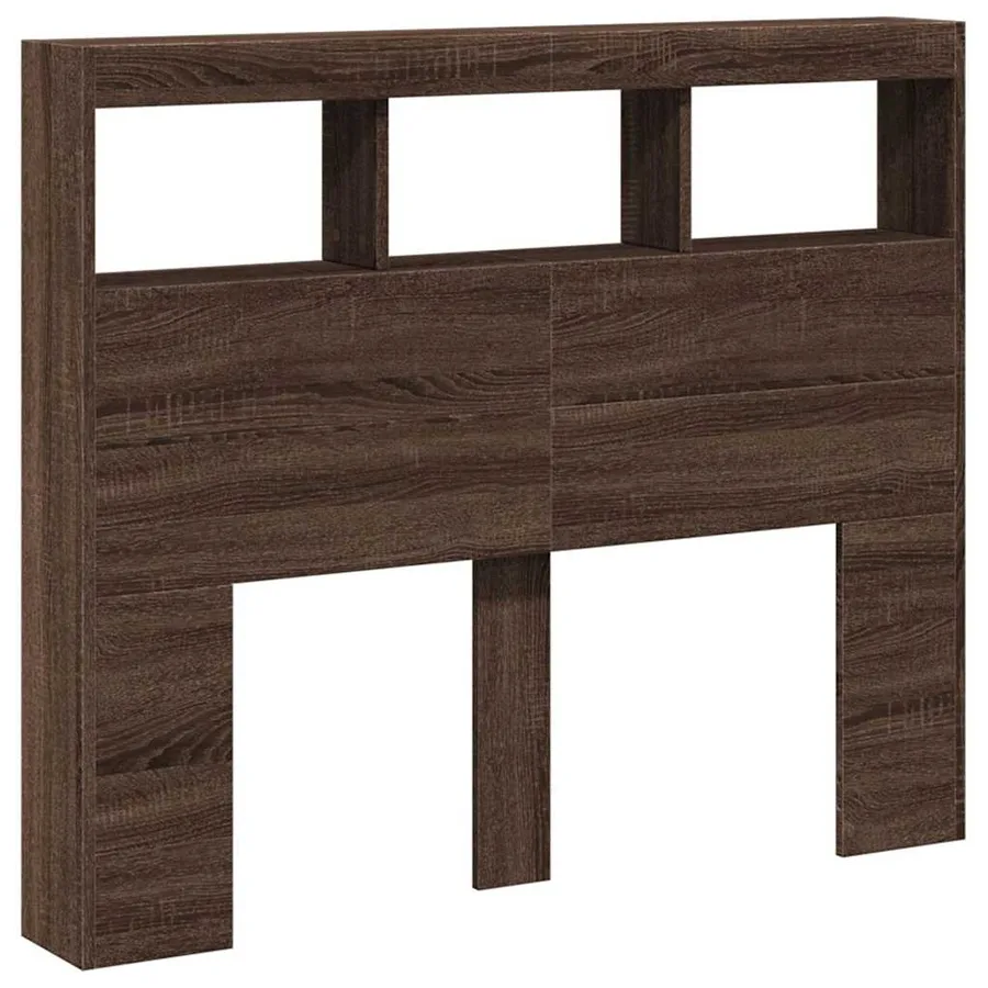 Armoire tête de lit avec LED chêne marron 120x17x102 cm - 3