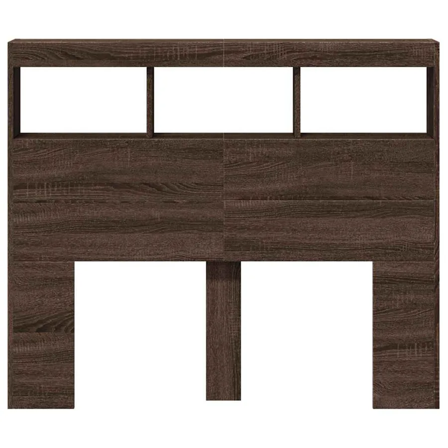 Armoire tête de lit avec LED chêne marron 120x17x102 cm - 4