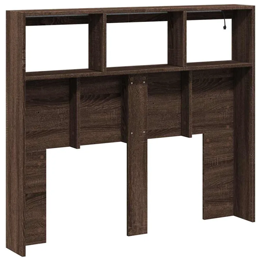 Armoire tête de lit avec LED chêne marron 120x17x102 cm - 6