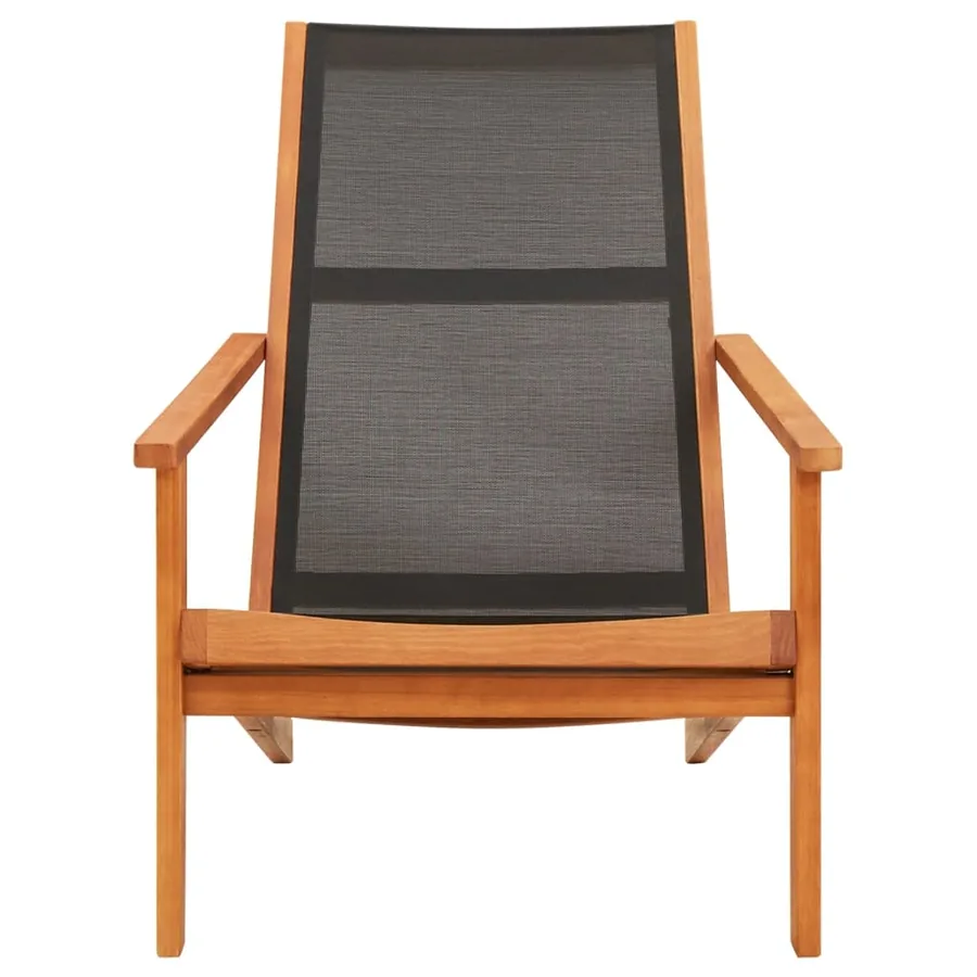 Chaise de jardin Noir Bois d'eucalyptus solide et textilène - 2