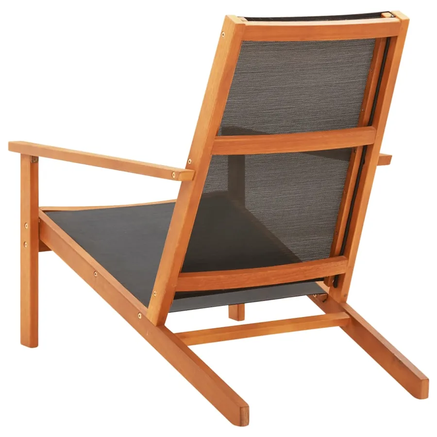Chaise de jardin Noir Bois d'eucalyptus solide et textilène - 3