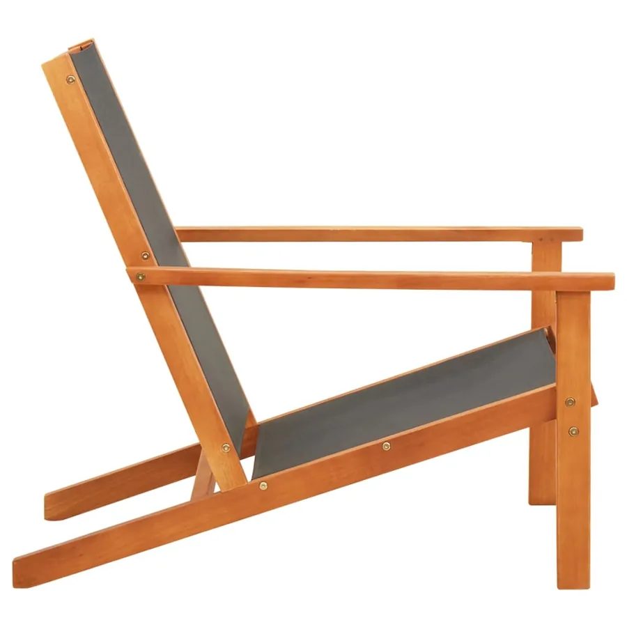 Chaise de jardin Noir Bois d'eucalyptus solide et textilène - 4