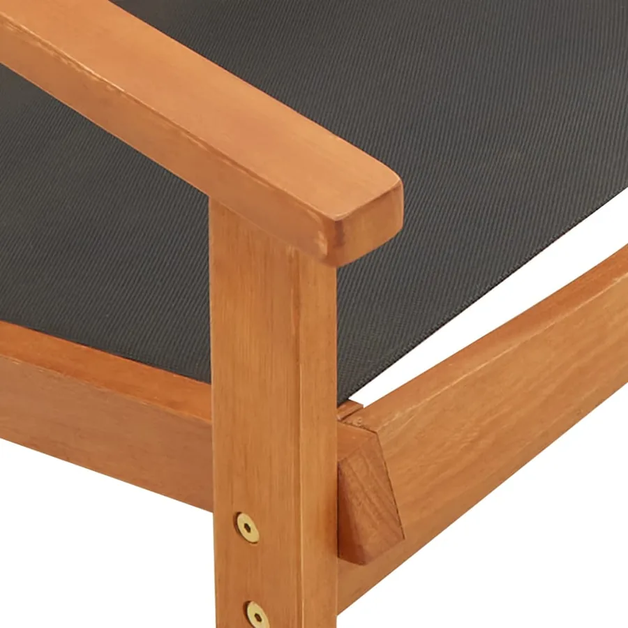 Chaise de jardin Noir Bois d'eucalyptus solide et textilène - 5