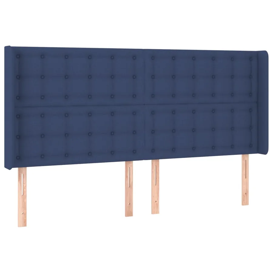 Tête de lit avec oreilles Bleu 203x16x118/128 cm Tissu - 2