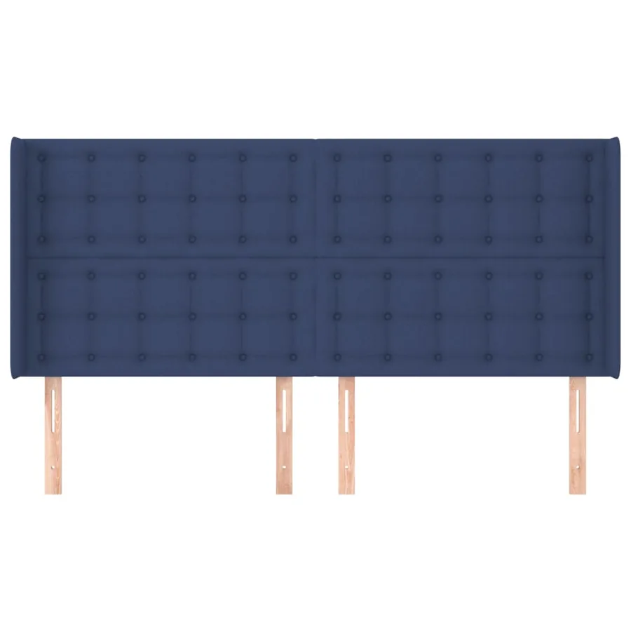 Tête de lit avec oreilles Bleu 203x16x118/128 cm Tissu - 3
