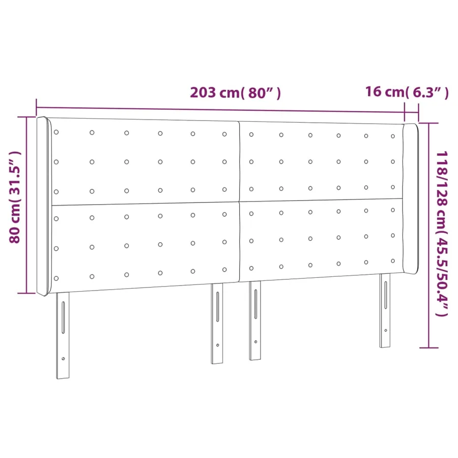 Tête de lit avec oreilles Bleu 203x16x118/128 cm Tissu - 9