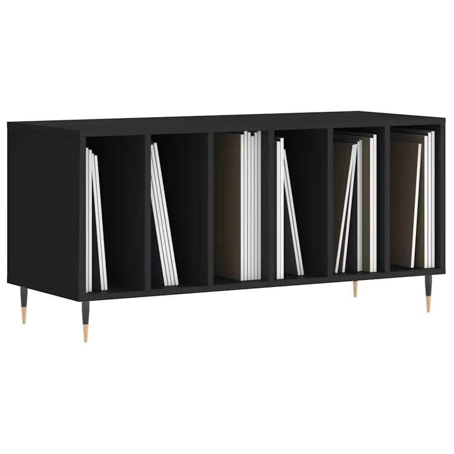 Armoire à disques noir 100x38x48 cm bois d'ingénierie - 3