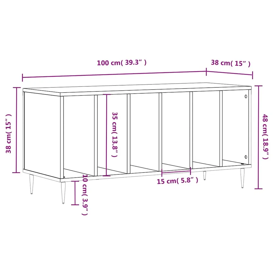 Armoire à disques noir 100x38x48 cm bois d'ingénierie - 9