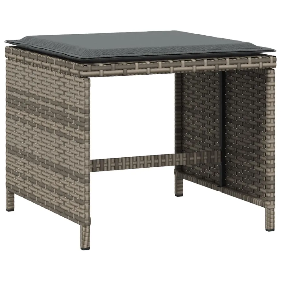 Tabourets de jardin avec coussins lot de 4 gris résine tressée - 3