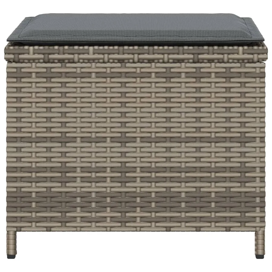Tabourets de jardin avec coussins lot de 4 gris résine tressée - 6