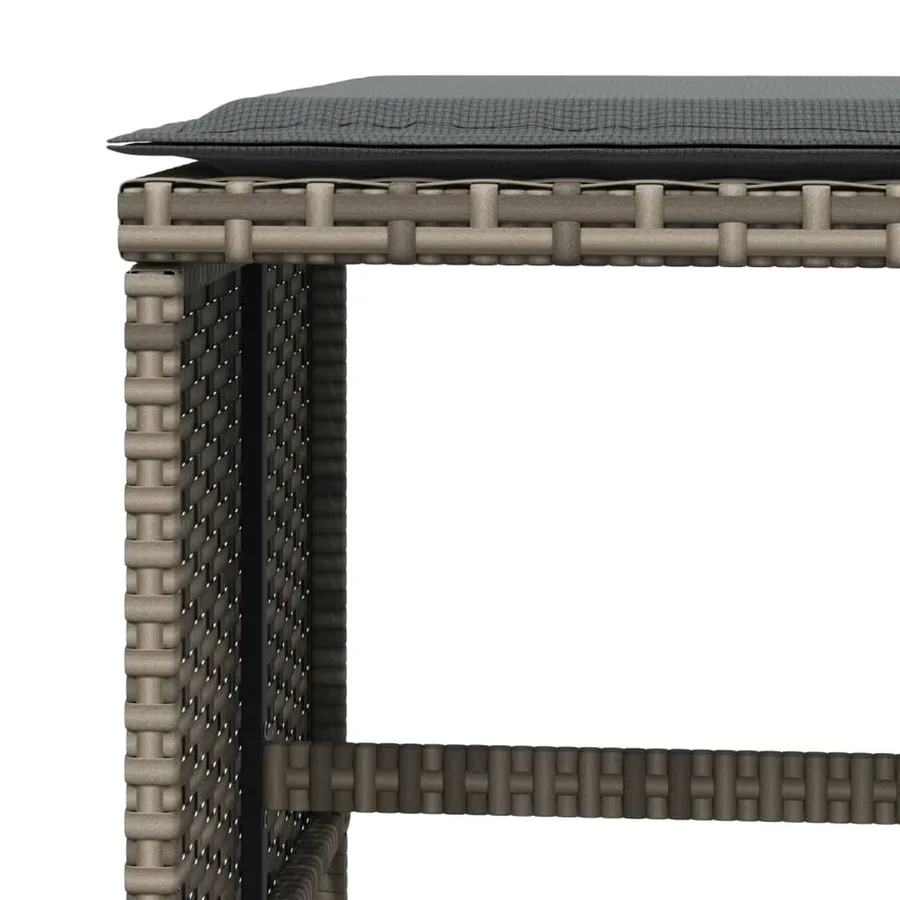 Tabourets de jardin avec coussins lot de 4 gris résine tressée - 8