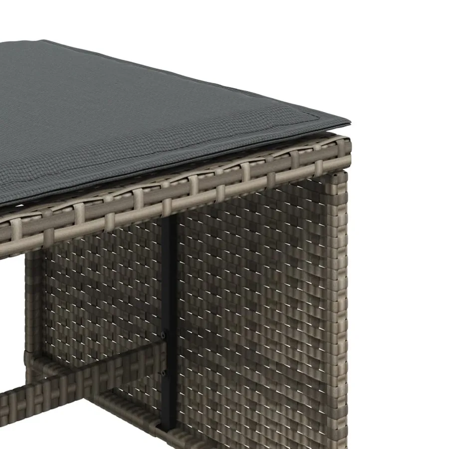 Tabourets de jardin avec coussins lot de 4 gris résine tressée - 9