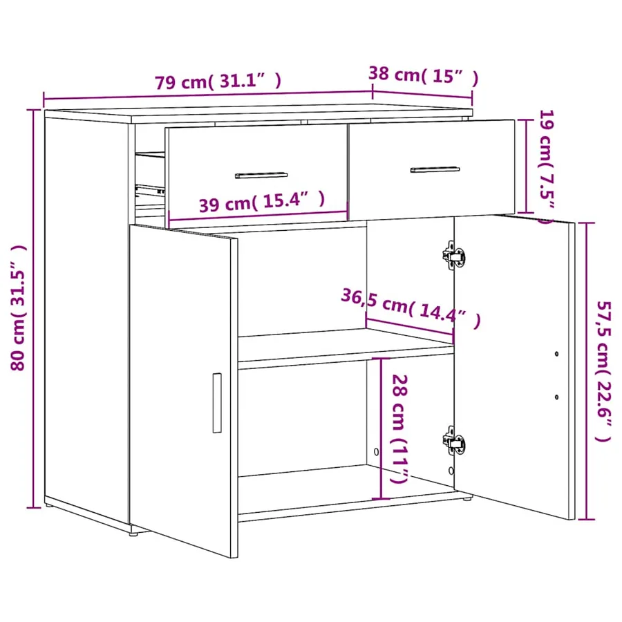 Buffets 2 pcs gris béton 79x38x80 cm bois d'ingénierie - 10