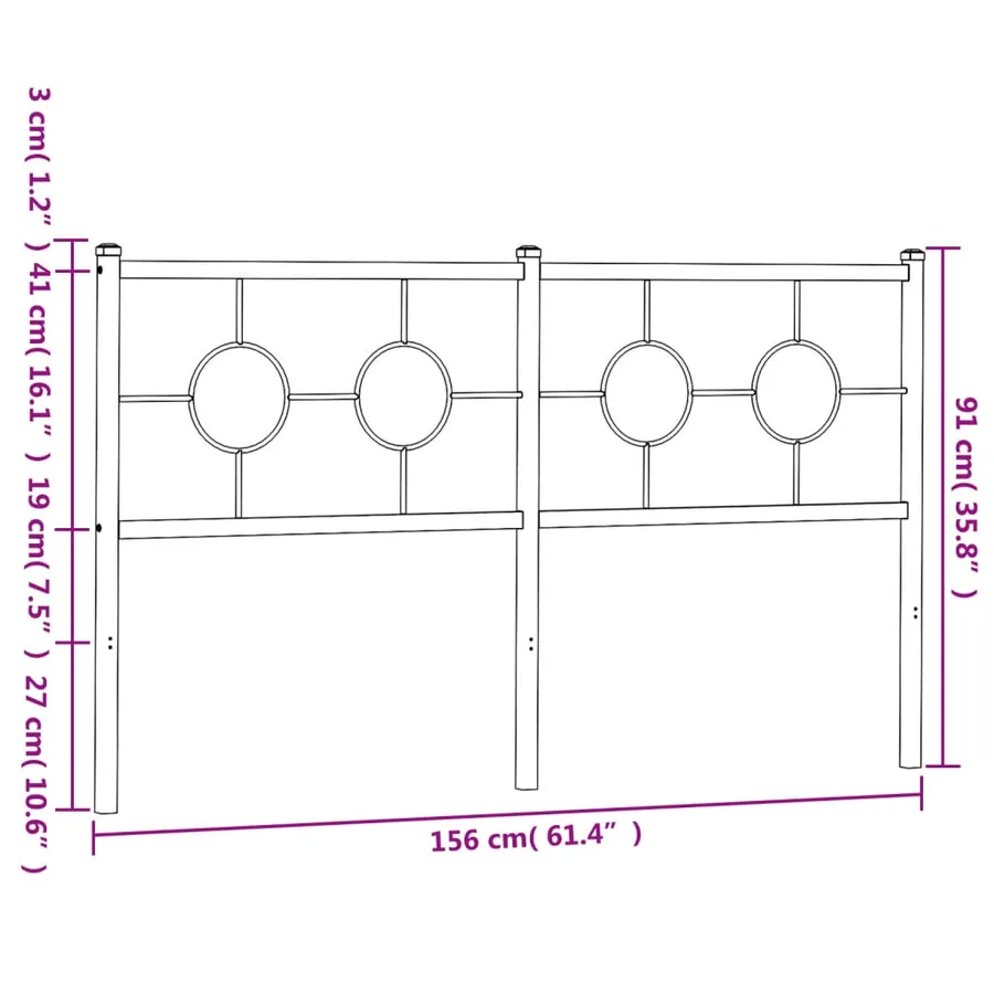 Tête de lit de remplacement métal noir 150 cm - 7