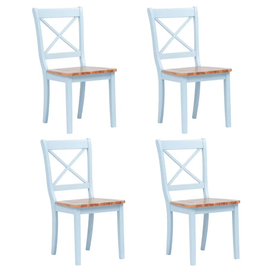 Chaises à manger lot de 4 gris et bois clair bois hévéa massif