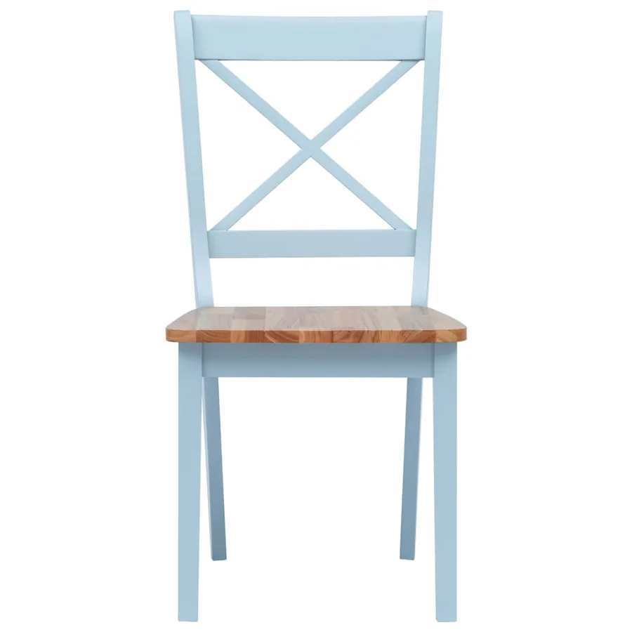 Chaises à manger lot de 4 gris et bois clair bois hévéa massif - 3