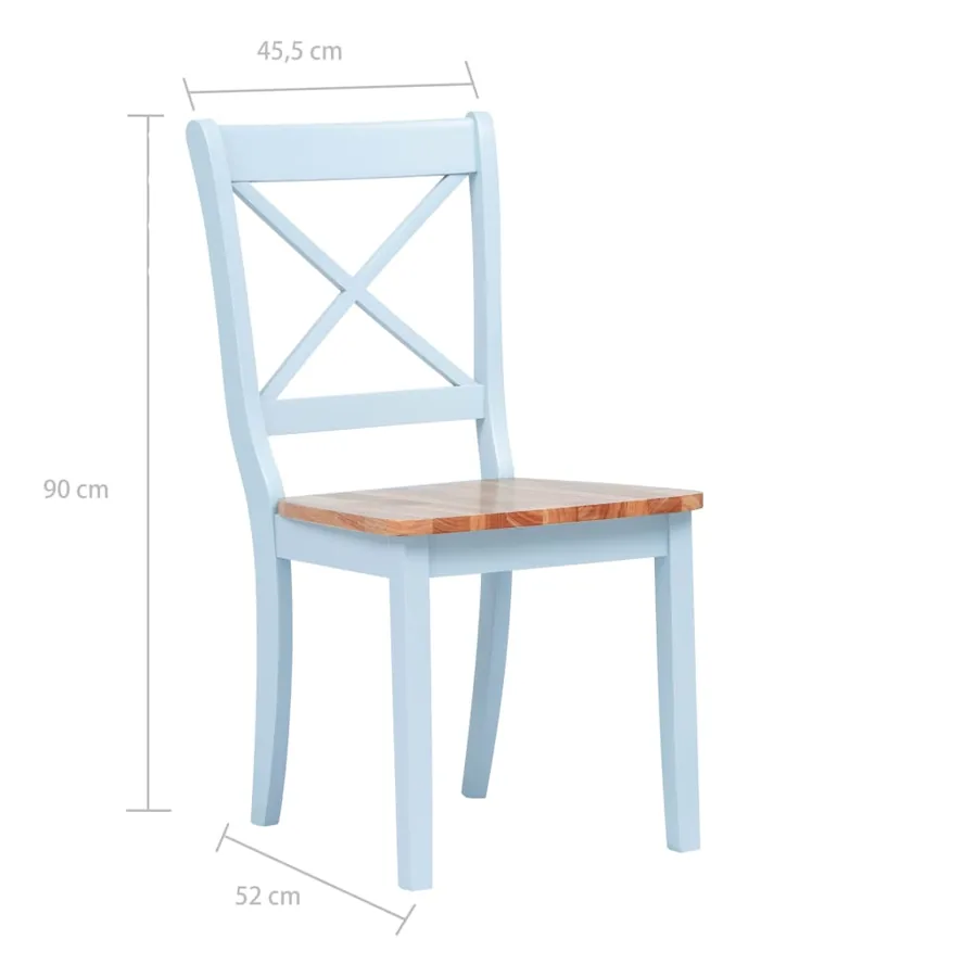 Chaises à manger lot de 4 gris et bois clair bois hévéa massif - 7