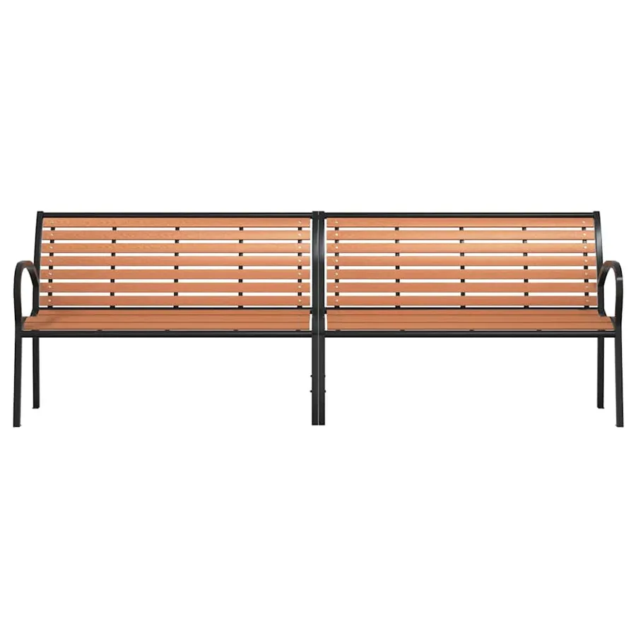 Banc de jardin marron 231 cm bois et acier enduit de poudre - 4