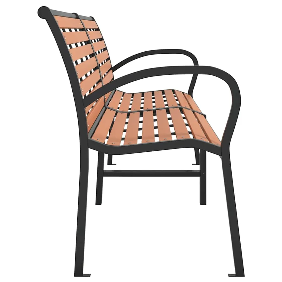 Banc de jardin marron 231 cm bois et acier enduit de poudre - 5
