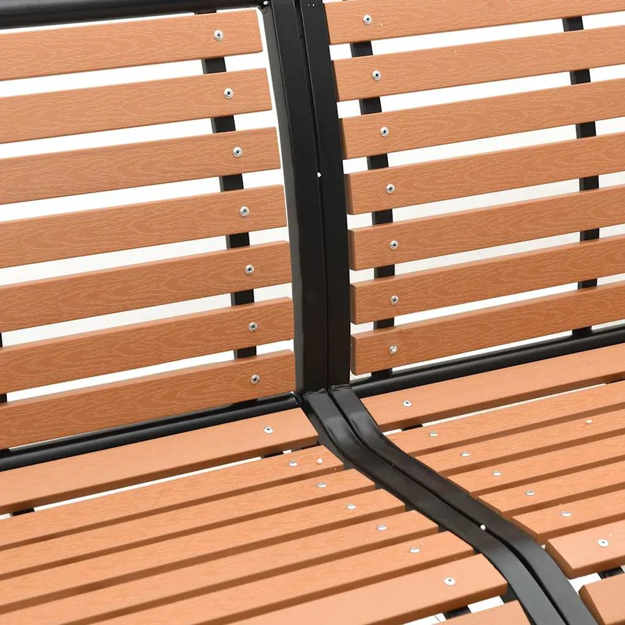 Banc de jardin marron 231 cm bois et acier enduit de poudre - 8