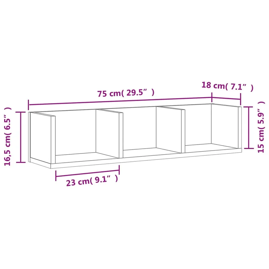 Armoire murale sonoma gris 75x18x16,5 cm bois d'ingénierie - 10
