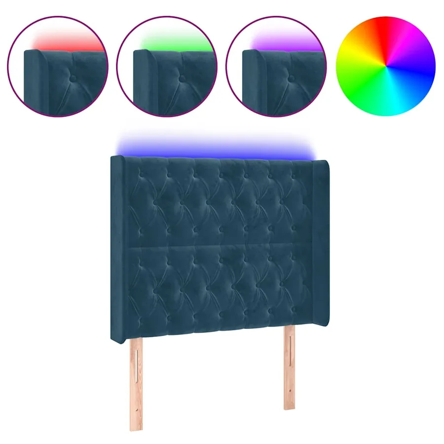 Tête de lit à LED Bleu foncé 103x16x118/128 cm Velours - 2