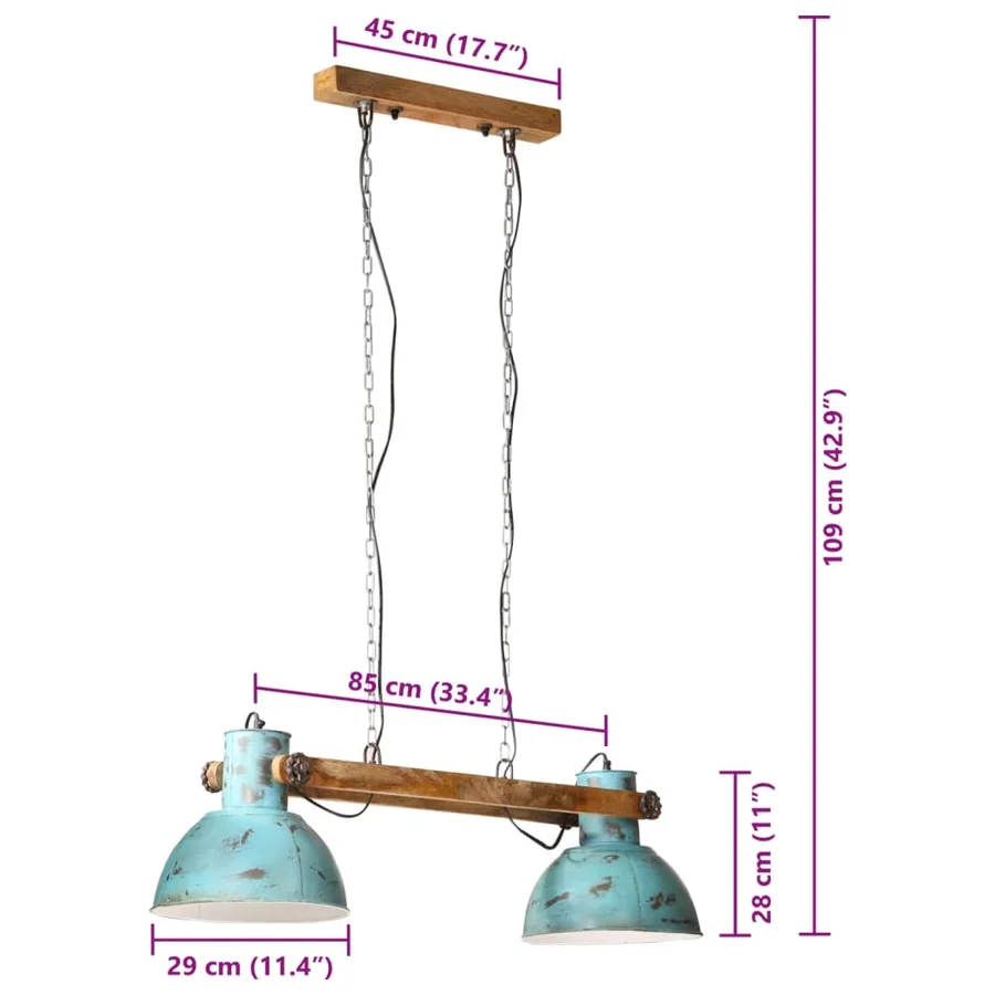 Lampe suspendue 25 W bleu délavé 85x28x109 cm E27 - 7