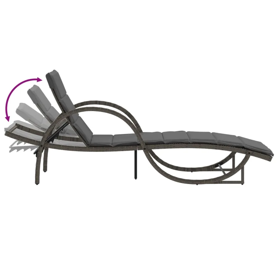Chaises longues lot de 2 avec table gris résine tressée - 10