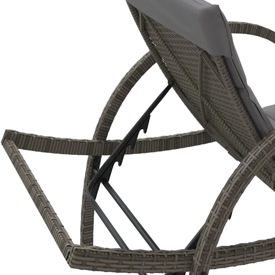 Chaises longues lot de 2 avec table gris résine tressée - 11