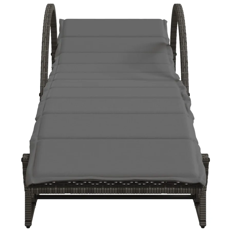 Chaises longues lot de 2 avec table gris résine tressée - 5