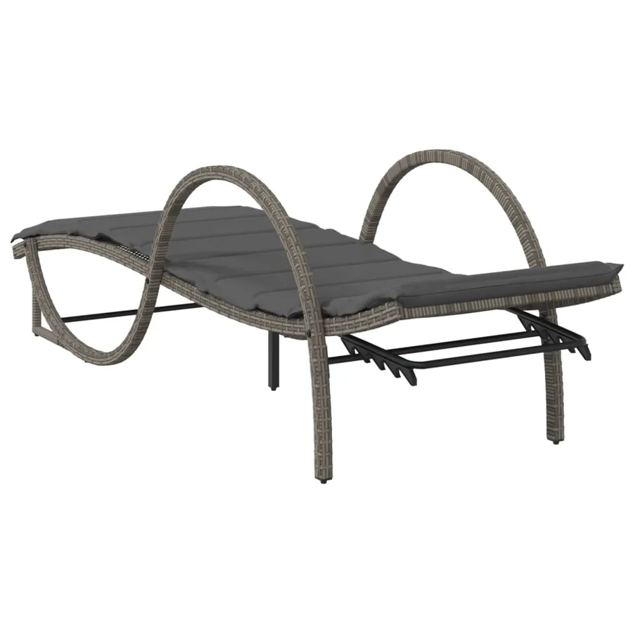 Chaises longues lot de 2 avec table gris résine tressée - 7