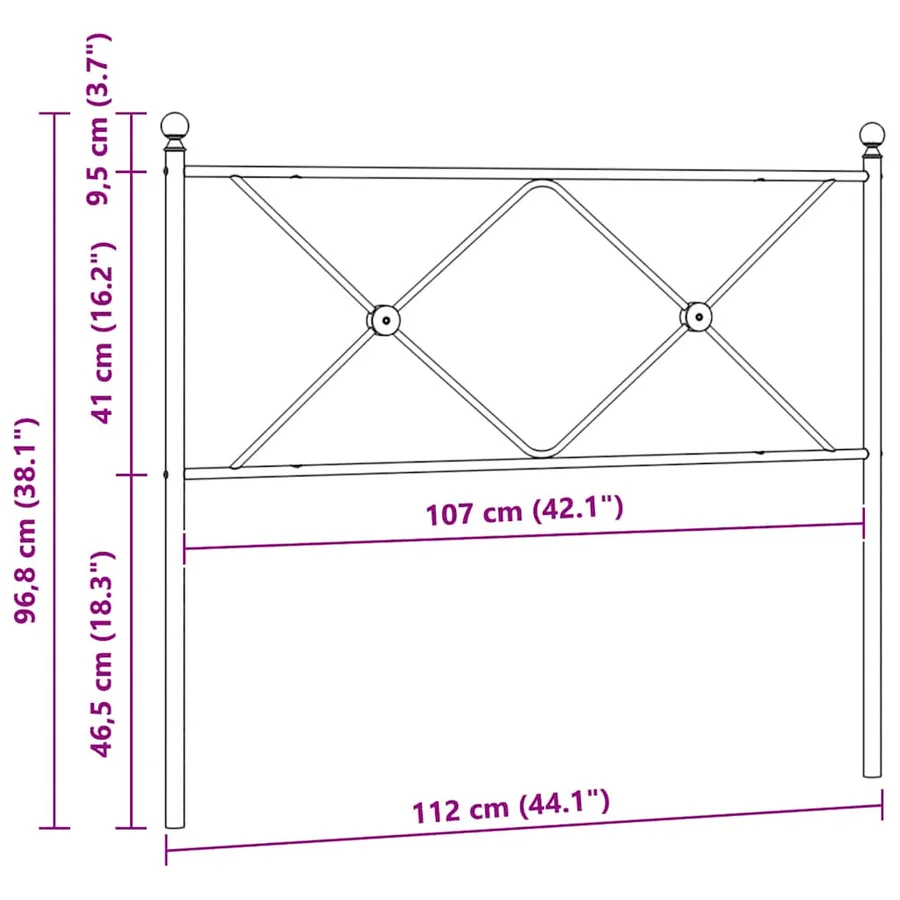Tête de lit de remplacement métal noir 107 cm - 6