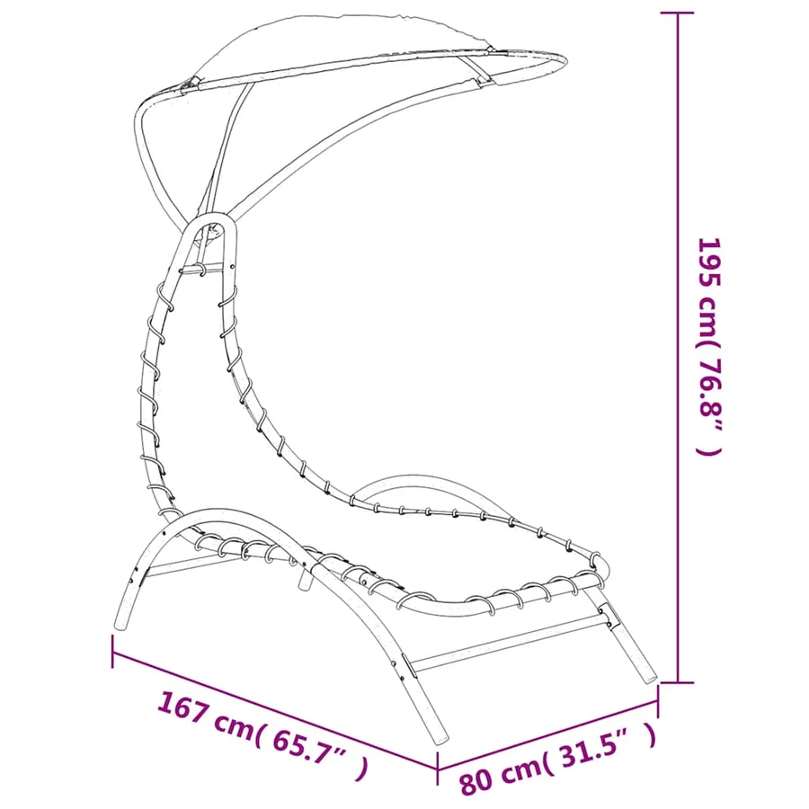 Chaise longue avec auvent crème 167x80x195 cm tissu et acier - 12
