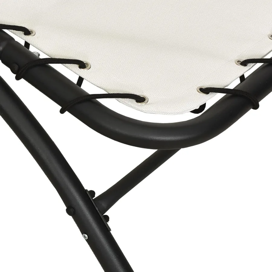 Chaise longue avec auvent crème 167x80x195 cm tissu et acier - 5